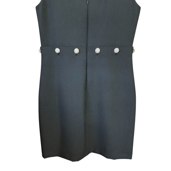 Tory Burch Women’s Black Fremont Midi Rhinestone Buttons Cocktail Dress Size 14 - Picture 7 of 16